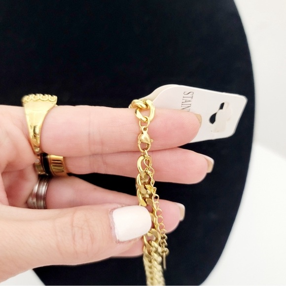 Stainless steel gold tone thick chain necklace nwt - Picture 4 of 6